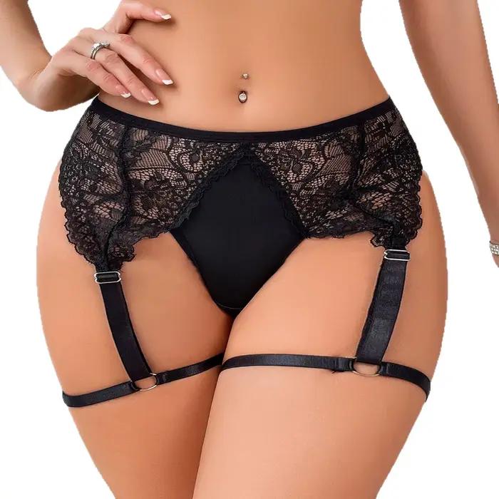 Dámska čipkovaná postrojová kombinéza s podväzkami Sexy slipy nízky pás Bondage Lingerie