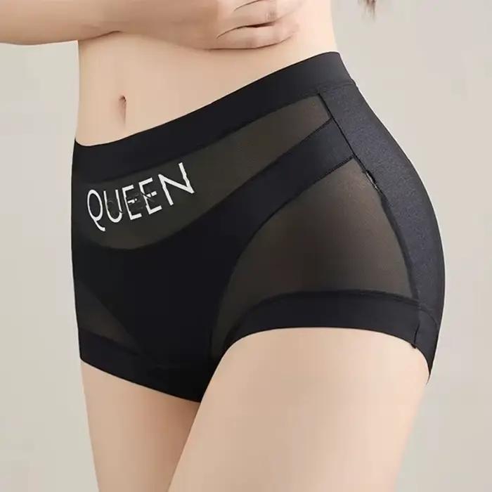 Culotte de contrôle du ventre taille haute pour femmes, sous-vêtements respirants sans couture en soie glacée, slips fins et confortables sans présentation