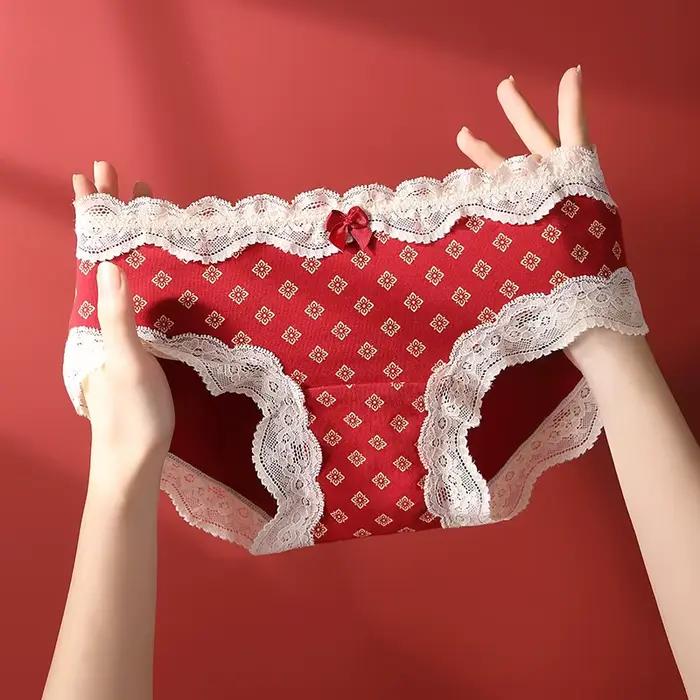 Ensemble de culottes triangulaires pour le jour de noël, sous-vêtements pour femmes, slips en coton, Lingerie Sexy, sous-vêtements intimes en dentelle sans couture