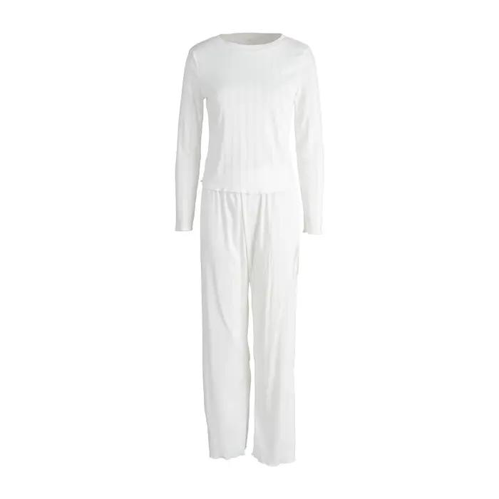 Pyjama Jacquard à manches longues, ensemble deux pièces, tricoté creux, confortable, vêtements de maison, automne 2025