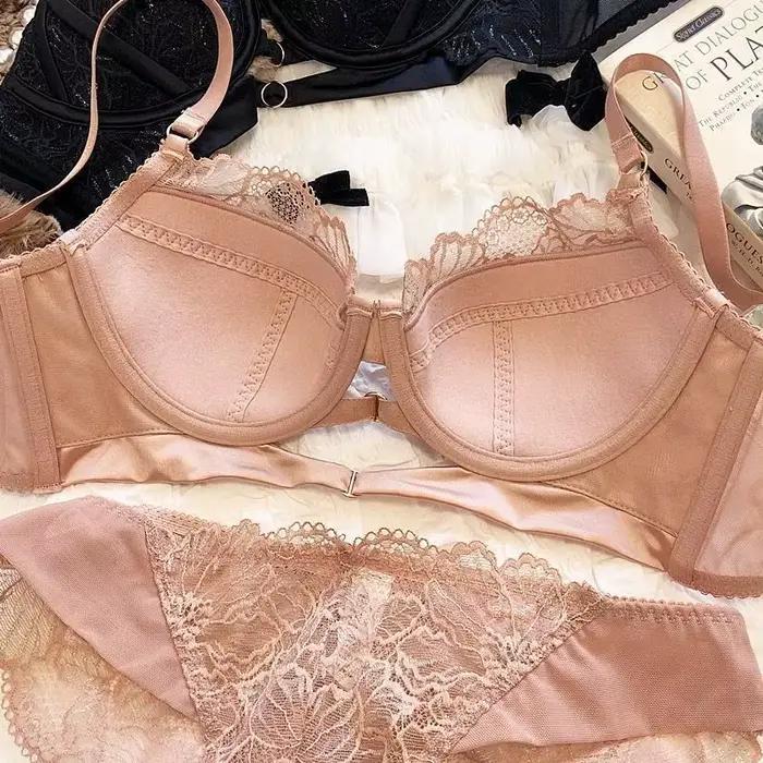 Ensemble de Lingerie Sexy en dentelle avec grande poitrine froncée, Anti-affaissement et seins réglables, ensemble de soutien-gorge confortable avec anneau en acier doux