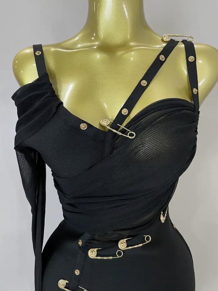 Robe chic et élégante en polyester et élasthanne pour femmes, style sexy et club, pour soirées et événements nocturnes