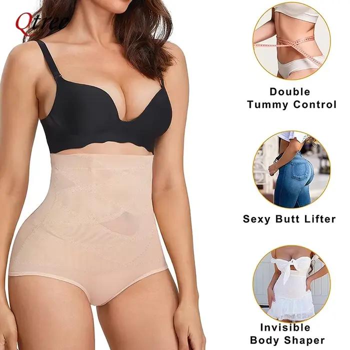 Qtree Compression croisée Abs façonnage pantalon post-partum ventre vêtement ventre Tuck taille haute contrôle bout à bout pour les femmes mince