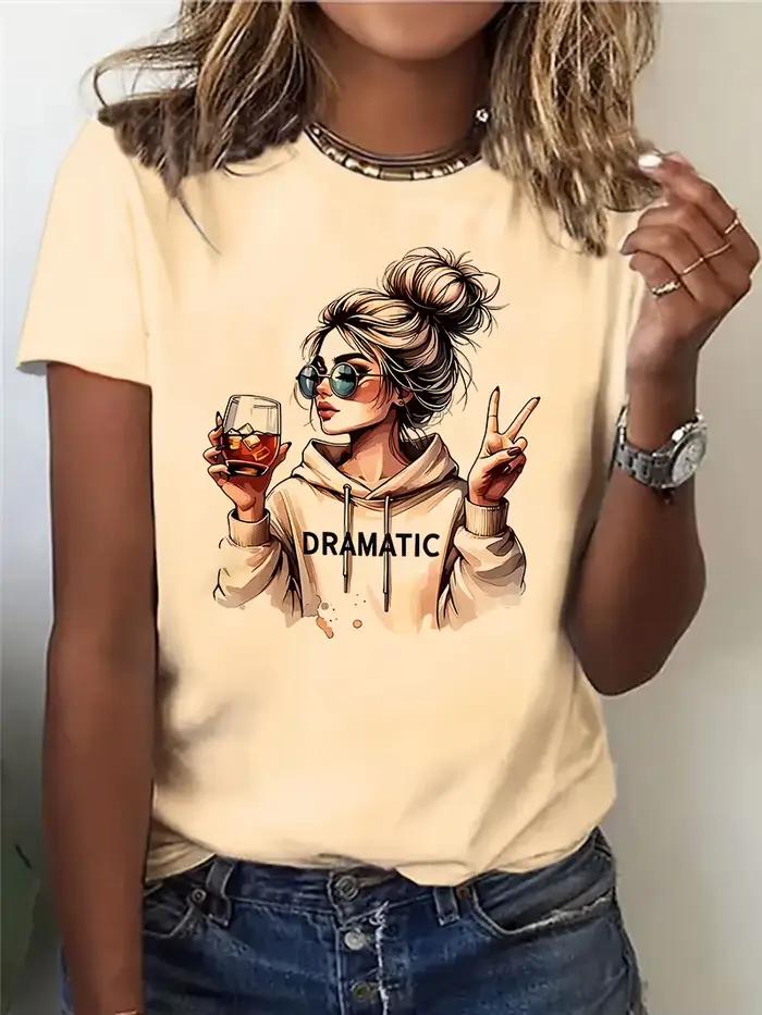 Dámske tričko s potlačou Streetwear 90. rokov „Dramatic“ s