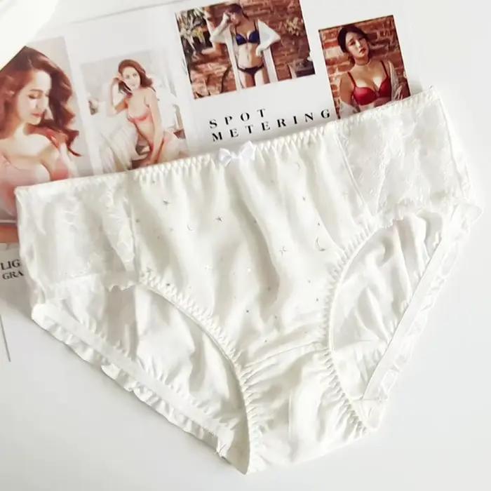 3XL grande taille rétro palais Style lait soie culottes pour femmes mignon belle chérie étoile élasticité sous-vêtements respirants Breifs