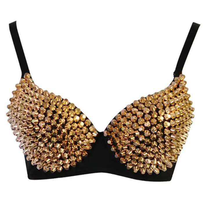 Strieborné nity Punk Rave Bralette Gotická Lingerie Podprsenka Sexy Push Up Top Diskotéka Ples Bar Móda Horúce Podprsenky pre Ženy