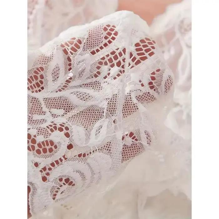 Ensemble de Lingerie en dentelle pour femmes, nuisette transparente, chemise de nuit avec culotte, vêtements de nuit Sexy en dentelle, ensemble pyjama pour femmes