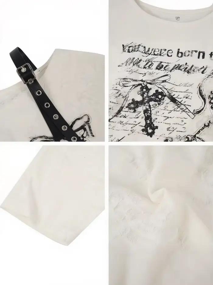 Haut Vintage Y2K Oversized Femme Manches Courtes Coupe Ample Occasions Spéciales