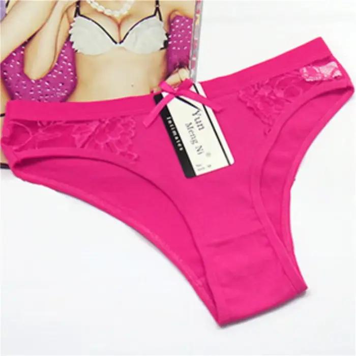 3 pièces dentelle coton culottes pour femmes courbées sans couture sous-vêtements brésiliens Sexy taille moyenne Bikini slips femme respirant Lingerie