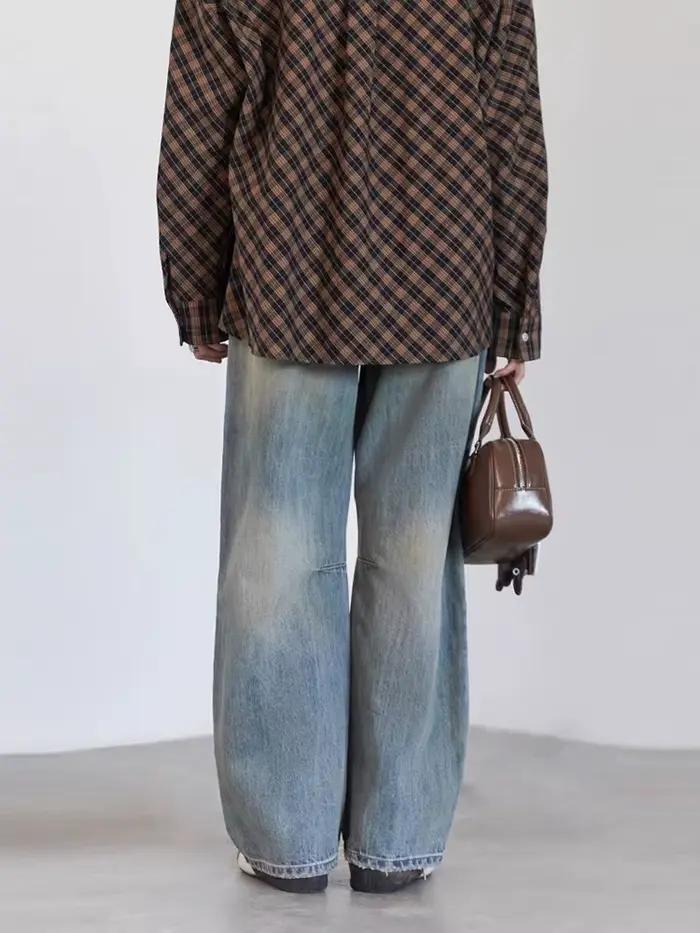 CHIC VEN retro dámske džínsy voľné ležérne nové vysoký pás široké nohavice Denim