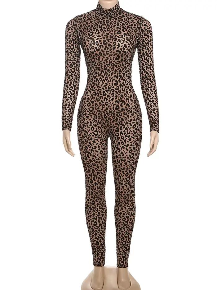 Nibber Priesvitná Sexy Leopard Sieťovina Kombinéza Pre Ženy