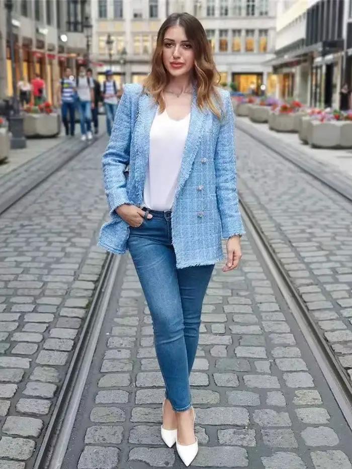 Tvíd – vintage sako voľného strihu a elegantné pre ženy