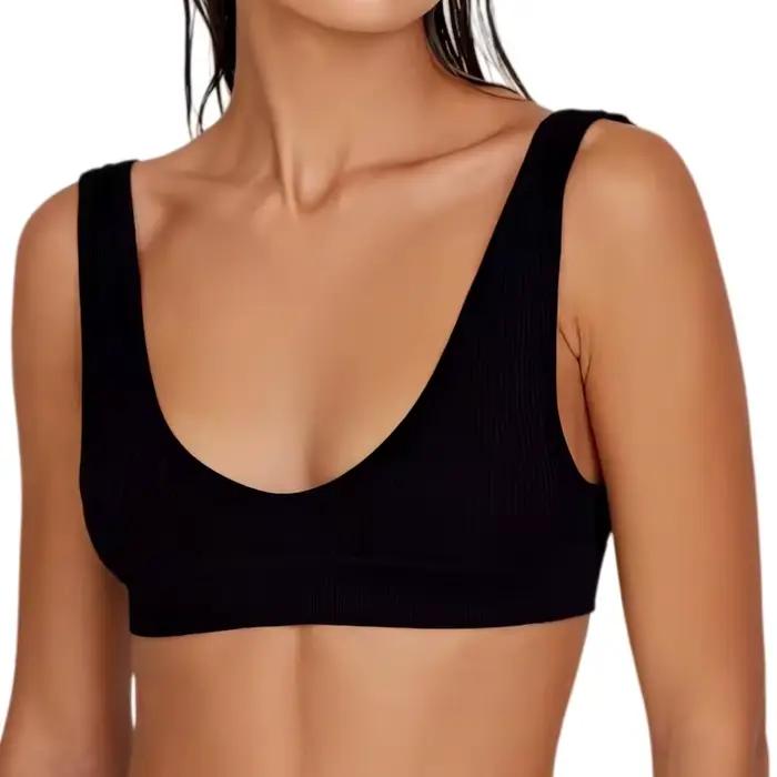 Soutien-gorge push-up pour femme, petite taille, sans armatures, bralette côtelée à col en U, sans rembourrage, plusieurs couleurs, crop top, lingerie sexy pour femme, tailles M-XL
