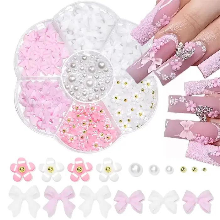 Akrylový mix motýlik 3D nechtové umenie dekorácie kvet živica prívesky zlaté perly Caviar perla zmiešaná kamienky príslušenstvo