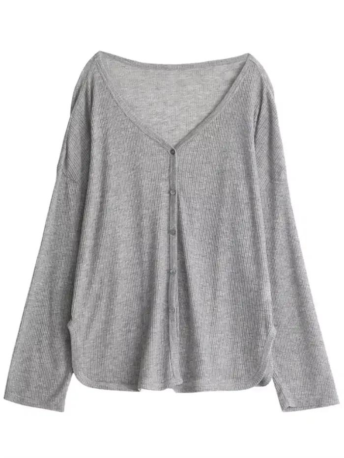 Ľahký kardigán s výstrihom do V a dlhými rukávmi pre ženy