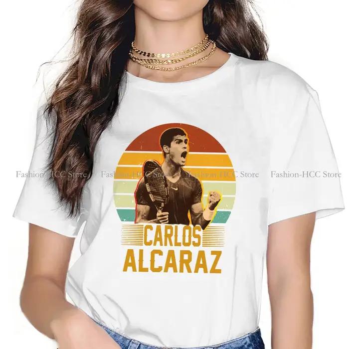 Carlos Alcaraz retro Vintage okrúhly výstrih Polyester tričko Tenis základné