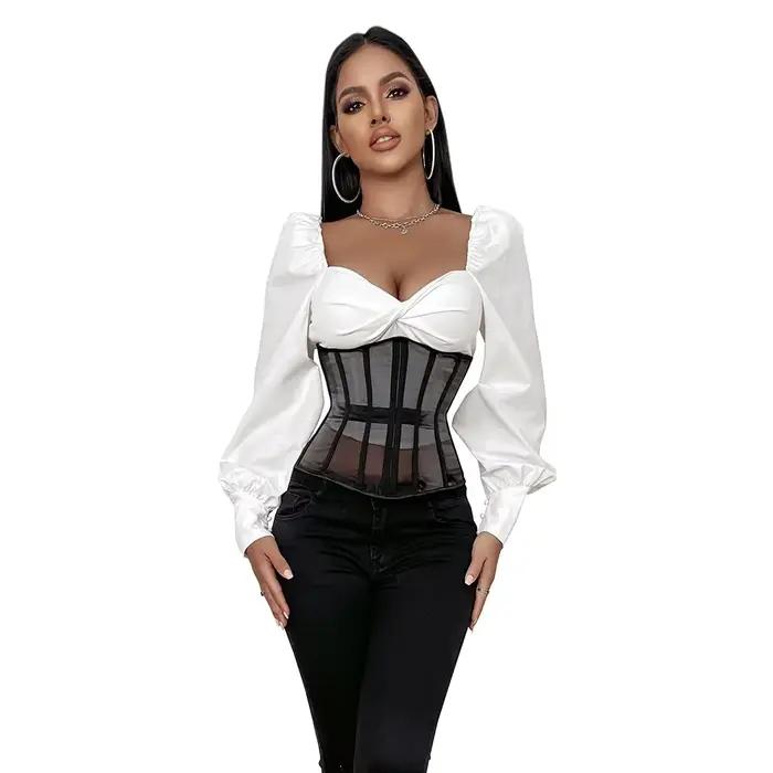 Bustiers sous le buste pour femmes, Corset Sexy en maille respirante à lacets, modelant le corps, entraîneur de taille, Corselet Sexy