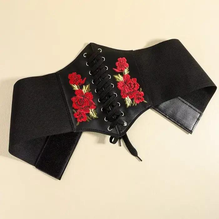 Corset en similicuir large pour femme, ceinture amincissante, corps saillant, élastique, serré, taille haute pour 03/Wear, mode