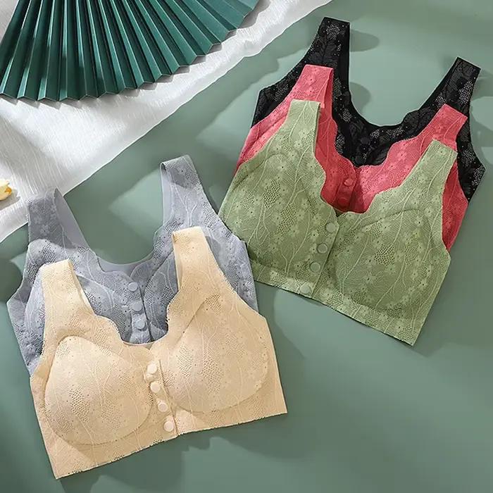 Soutien-gorge en dentelle sans couture pour femme d'âge moyen, soutien-gorge respirant sans anneau en acier, sous-vêtement Ice InjSports Y-Gathering