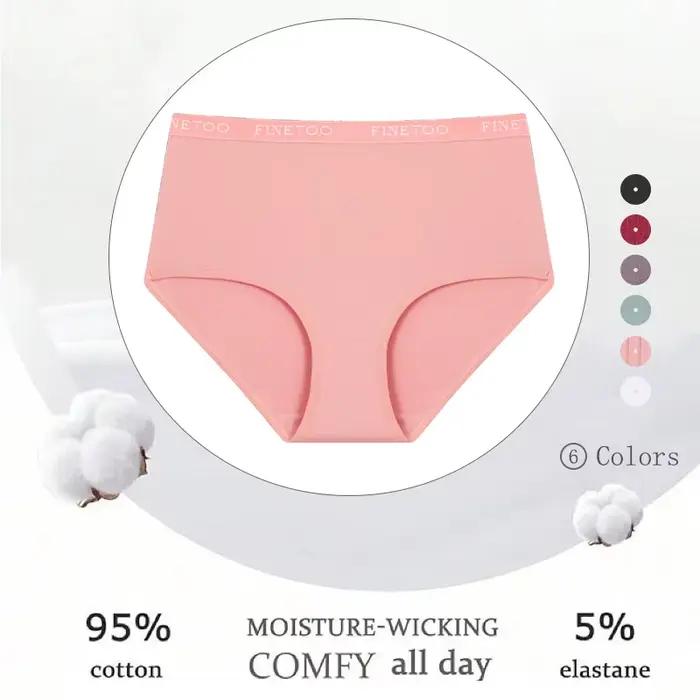 FINETOO 5 pièces/ensemble coton taille haute culottes pour femmes sans couture doux confortable caleçon élastique respirant intimes Lingerie