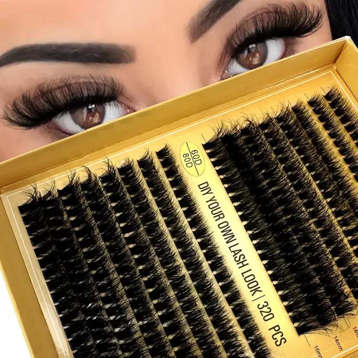 Extensions de cils HBZGTLAD en grappe thermocollées pour femmes occasions spéciales et quotidien