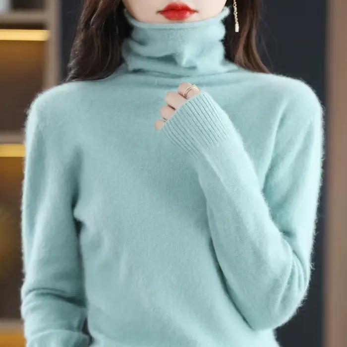 Pullover en mink cashmere pour femme, automne-hiver, col roulé, sortie nocturne, Carnaval, élégance intemporelle
