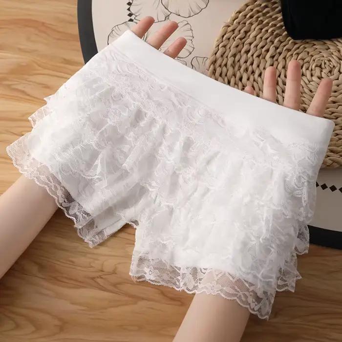 Taille moyenne Sexy respirant femmes culottes doux confortable mince sous-vêtements Boxer pantalon dentelle Anti-exposition Leggings pantalons de sécurité