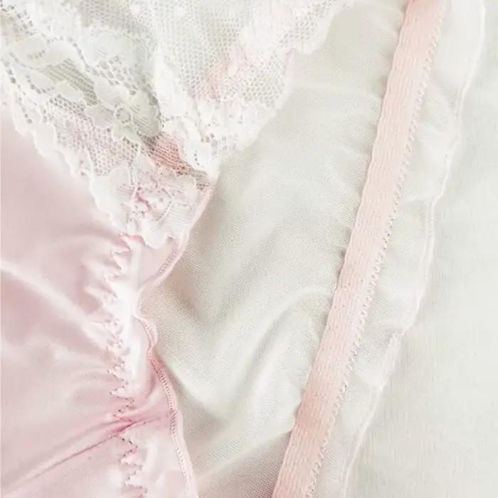 Culottes en dentelle taille basse pour femmes, en maille transparente avec nœud et perles, lingerie sexy, mignonne et douce, sous-vêtements fins, très extensibles et respirants, style Lolita