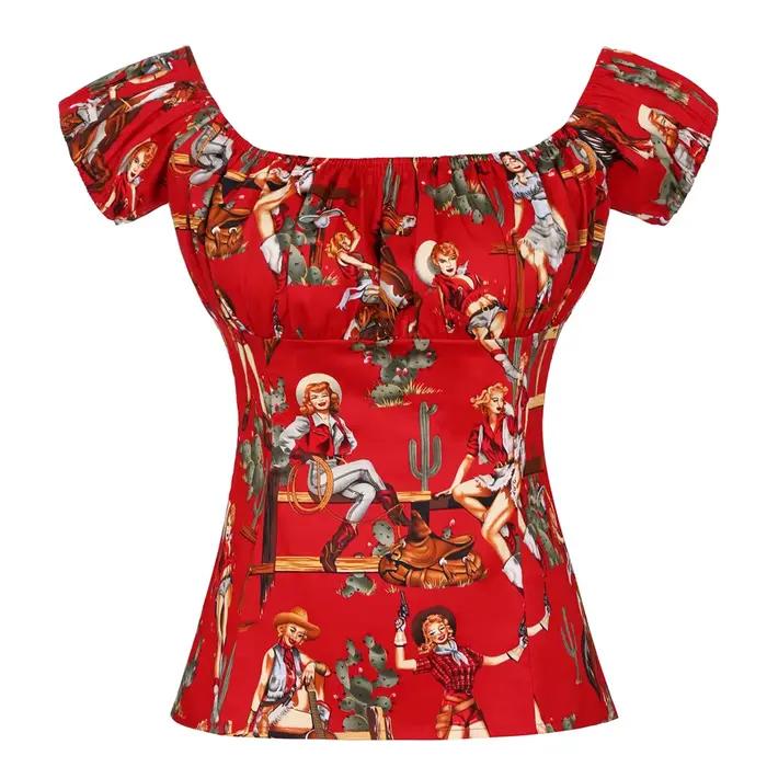 SISHION 2026 Vintage bavlnené tričká s potlačou pre ženy 50. a 60. roky WS0004 Rockabilly Výstrih do V Camisetas Topy ležérne
