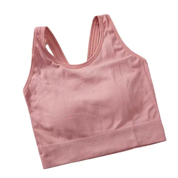 Soutien-gorge intégré dos nu à bretelles croisées, anti-fuite de lumière, bonnets fins fixes, polyvalent, respirant, enveloppant la poitrine pour femme