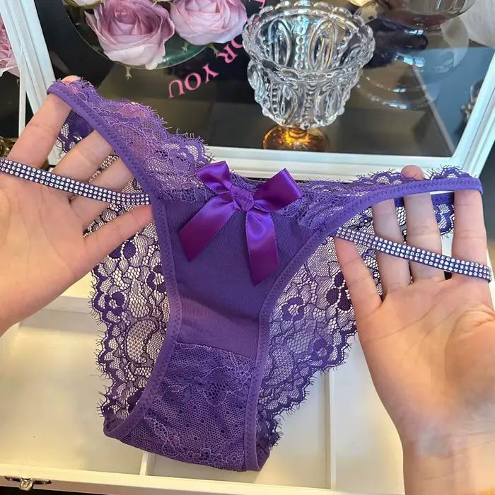 Čipka s kamienkami Sexy G-String nohavičky pre ženy spodná bielizeň tangá priesvitná intímna