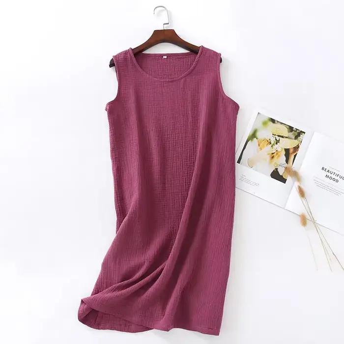 Chemise de nuit en fibre de coton pour femmes, vêtements de nuit monochromes, chemise de nuit d'été, vêtements de chambre taille adt, robes de nuit GlaStyle pour dames