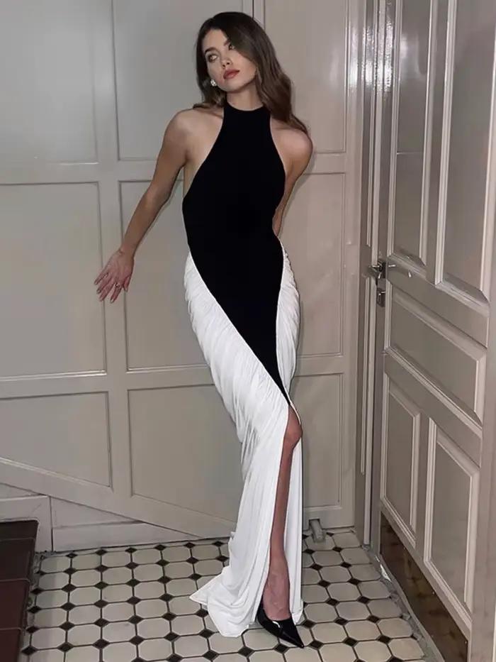 Robe Patchwork sans Manches pour Femmes Style Sexy et Club Polyvalente pour Soirées Animées et Célébrations Spéciales