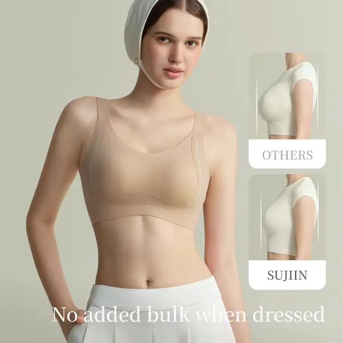 SUJIIN Soutien-gorge minimisateur grande taille pour femme, sans armatures, push-up, anti-affaissement, sans coutures, pour poitrines généreuses, été XM092