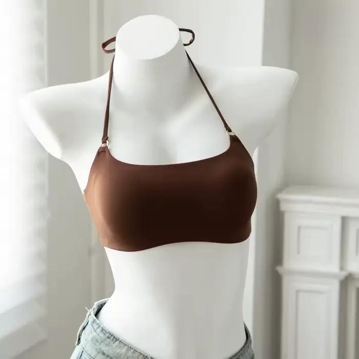 Soutien-gorge Halter sans couture et sans dos pour femme, sans armatures, push-up, anti-affaissement, doux et confortable, pour usage quotidien, maison ou bureau, tailles S M L XL