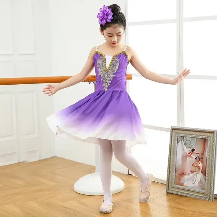 Vêtements de spectacle pour enfants, jupe de ballet, vêtements d'entraînement, jupe moelleuse, vêtements de spectacle pour filles, jupe de princesse bleu ciel