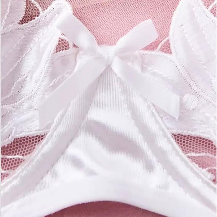 Ensemble soutien-gorge et culotte en polyester et élasthanne avec broderie pour femmes, taille push-up, bretelles ajustables, fermeture dos, occasions spéciales