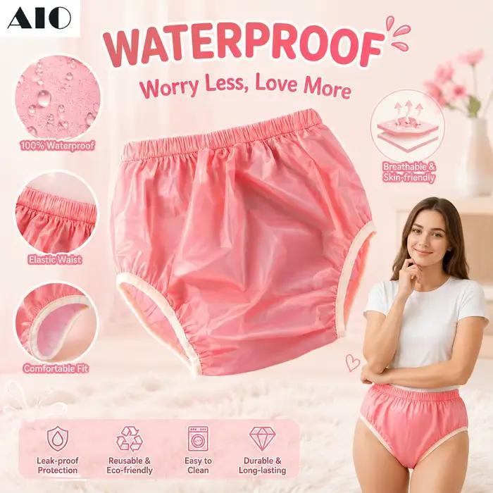 Culottes d'incontinence pour adultes en plastique TPU, imperméables, réutilisables, couvre-couches anti-fuites, sous-vêtements spéciaux pour besoins particuliers