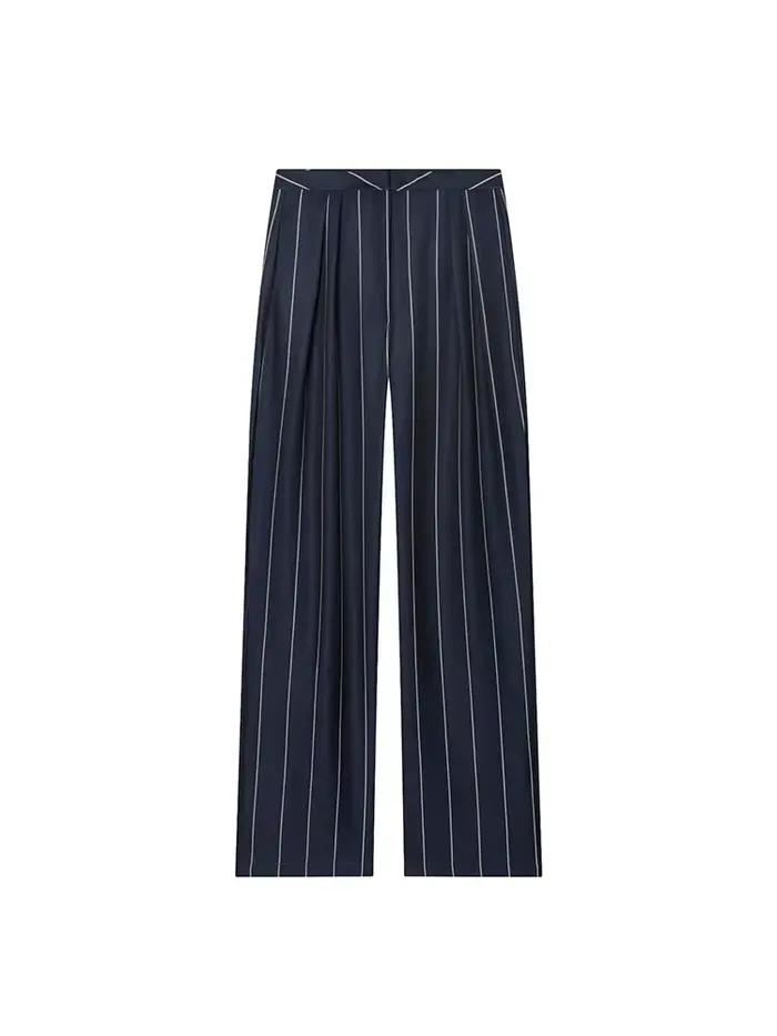 Ensemble de vêtements décontracté et élégant pour femmes, avec pantalon rayé et manteau court, pour occasions décontractées et style urbain
