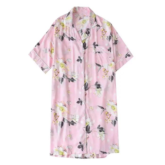 Jupes de pyjama pour femmes, revers en coton, coupe ample, vêtements de maison, printemps et été, vêtements de couchage pour femmes