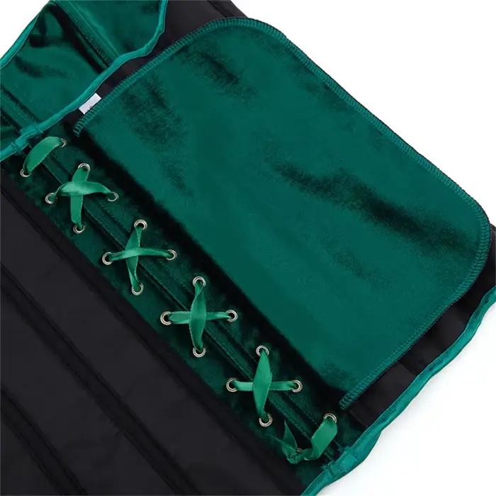 Corset victorien vintage pour femme, haut sexy, velours vert noirâtre, fermeture éclair latérale, bustier gothique, corselet à lacets, lingerie