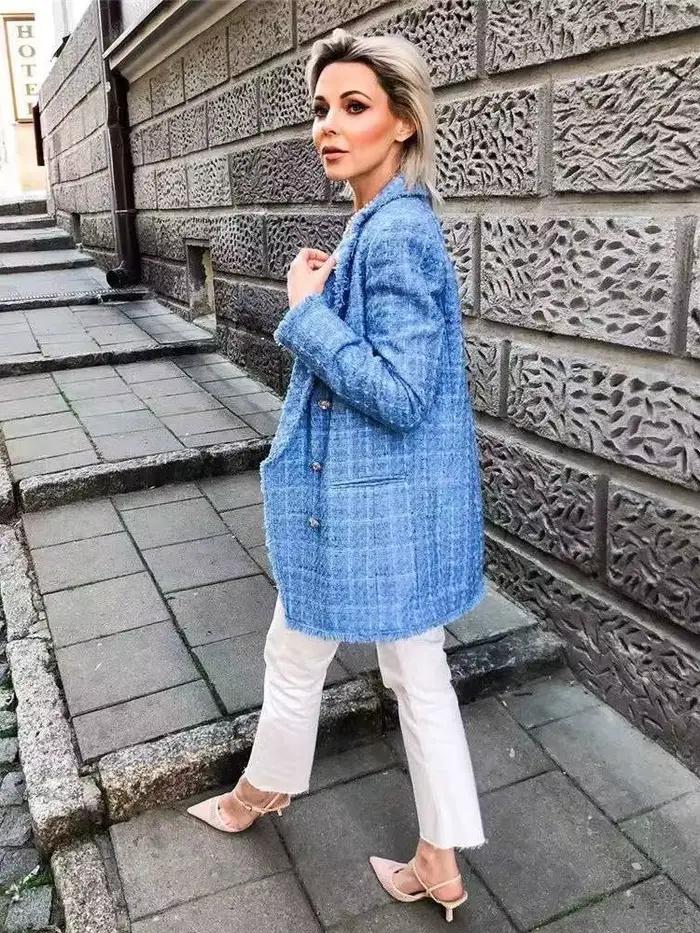 Tvíd – vintage sako voľného strihu a elegantné pre ženy
