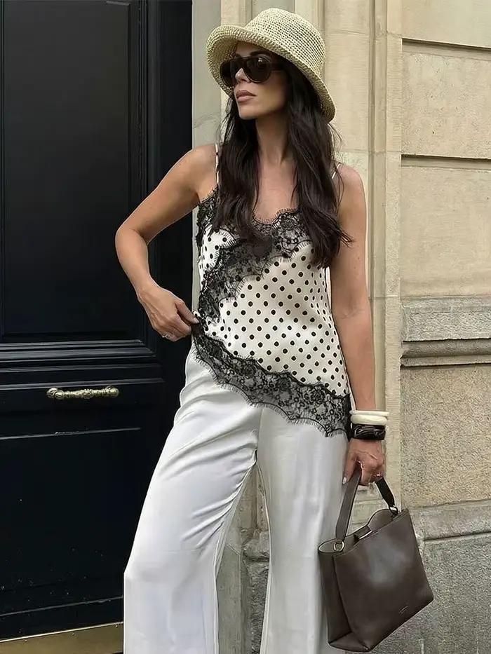 HH Dámske tielko Trendy Štýlové s Bodkami