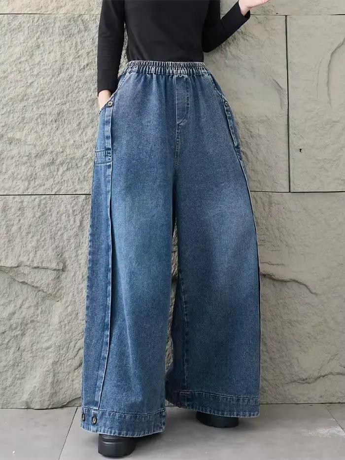 Amax LuluE 2026 jar klasická džínsová nohavica pre dámy Vintage pevná ležérna žena voľná elastická