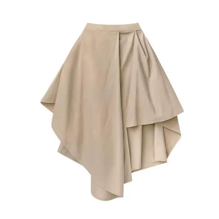Jupe asymétrique pour femme, taille haute, coupe évasée, style queue de poisson, noire, collection Printemps-Automne 2026, type culotte
