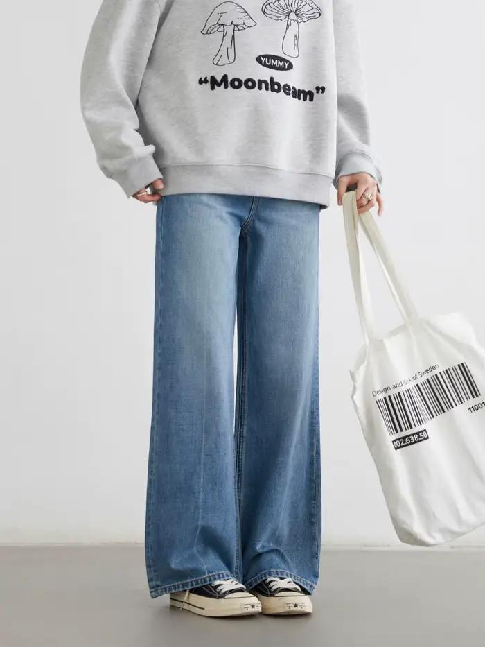 CHIC VEN dámske džínsy modré voľné ležérne pevné nové retro bavlna široké nohavice Denim