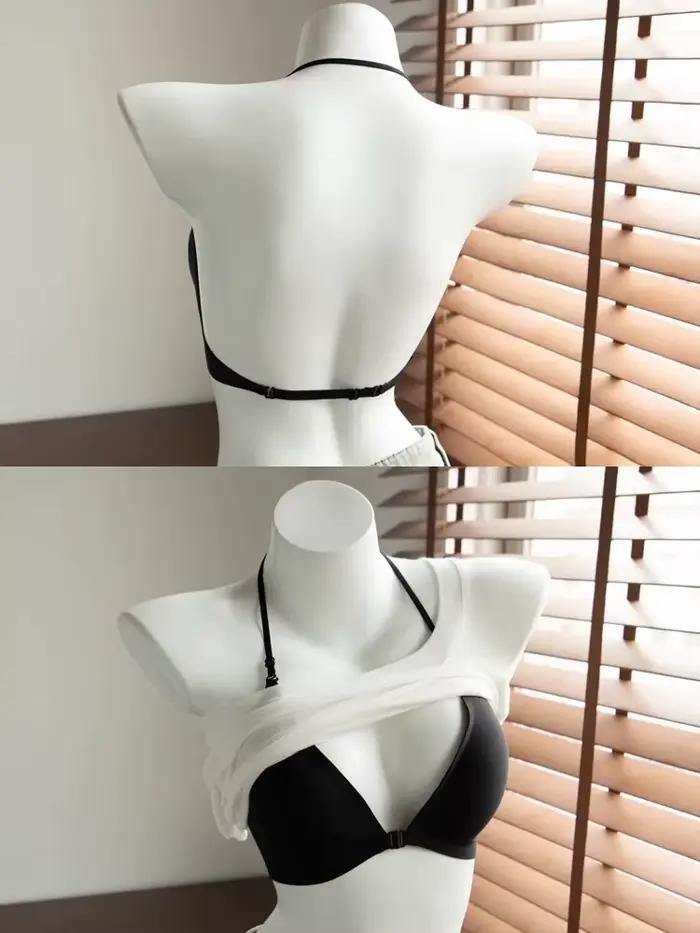 Soutien-gorge Halter d'été fin et respirant pour femme, dos nu, lingerie push-up, anti-affaissement, avec maintien latéral, tailles 32-38