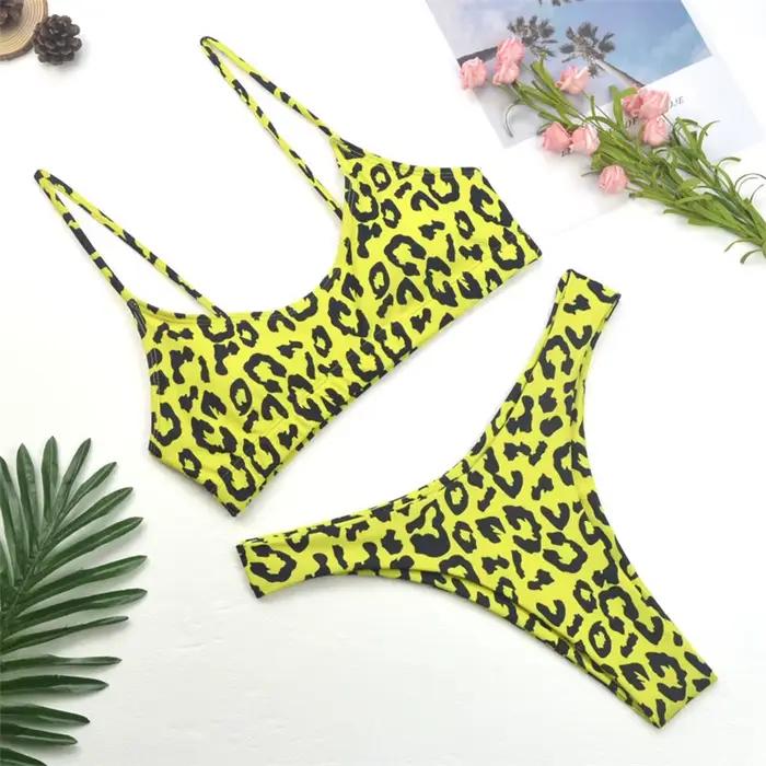 Léopard string maillot de bain femmes 2022 Sexy ensemble Bikini imprimé Push up maillots de bain femme brésilien Bikini ensemble maillot de bain