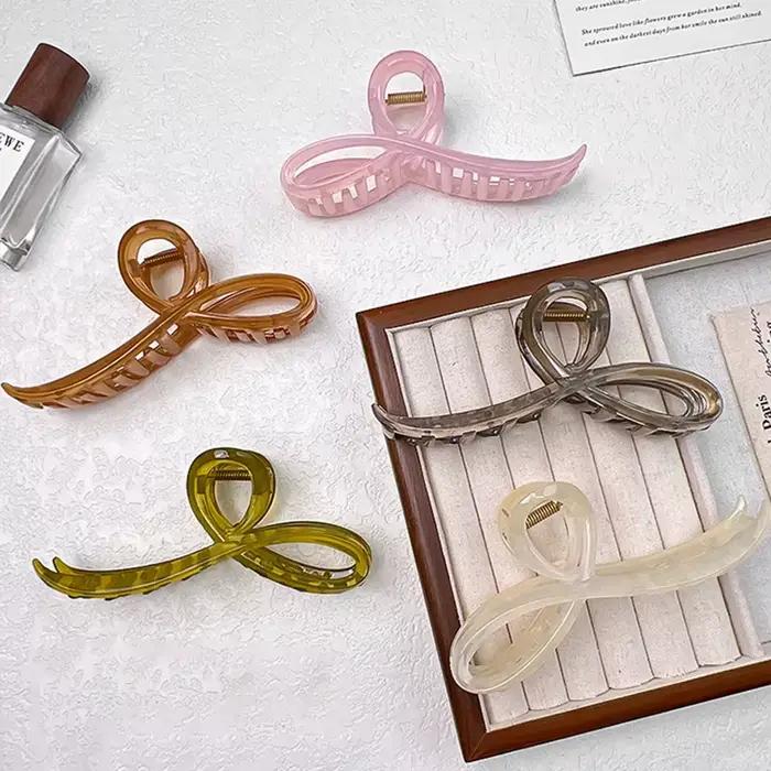 Elegantná spona do vlasov s mašľou v želé farbe pre ženy a dievčatá