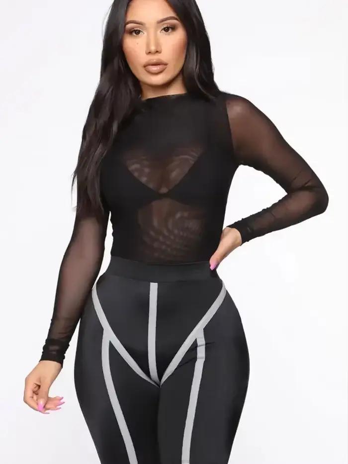 Sexy priehľadné čierne body pre ženy z tenkej sieťoviny